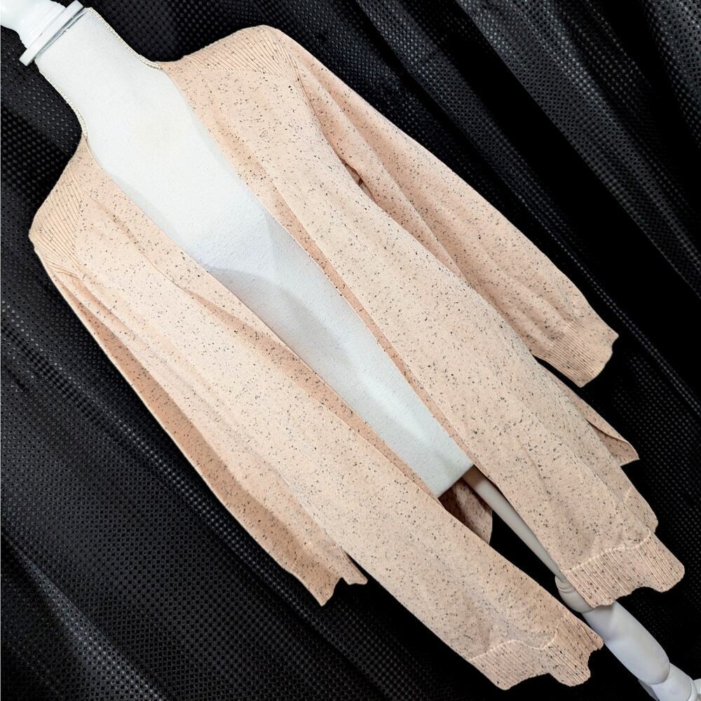 VERVE AMI! SHELL/CORAL PINK & BLACK MARLED LIGHTWEIGHT DUSTER SWEATER! SZ L